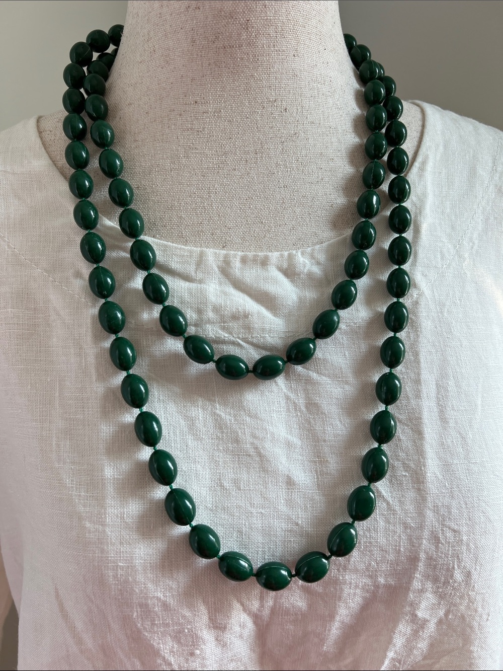 Green Beaded 25” Long Necklace or 12.5” Layered Necklace - Women’s Jewelry